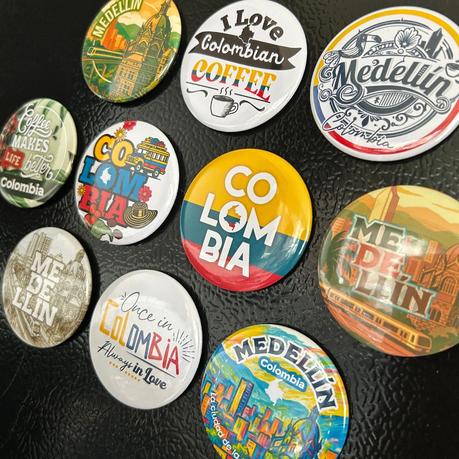 Circular Medellin and Colombia Magnets Gifts