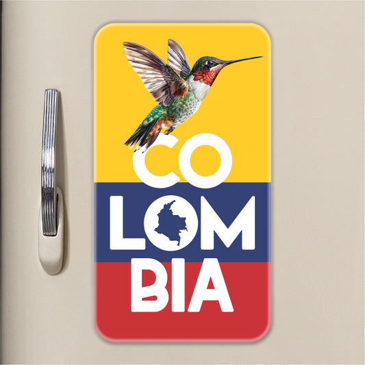 Imán: Bandera de Colombia y Colibrí